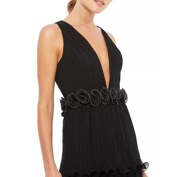 Ieena for Mac Duggal Rosette Ruffle Layered Maxi Dress Size 12 - Picture 2 of 11